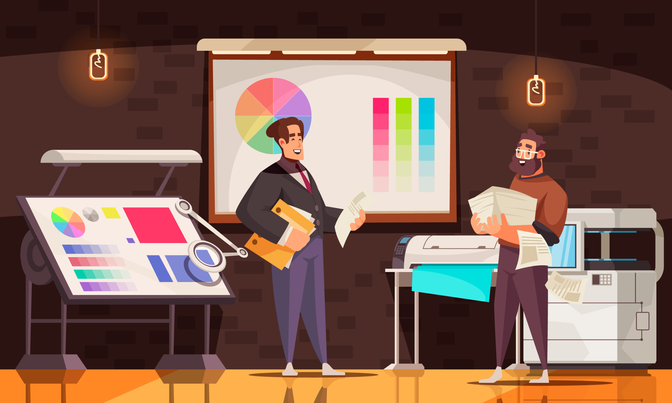 cartoon printing house illustration